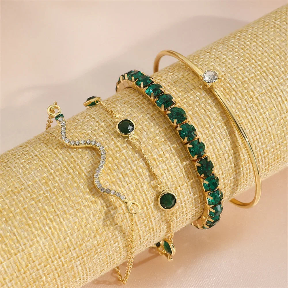 4-Piece Bangle Chain Bracelet Set
