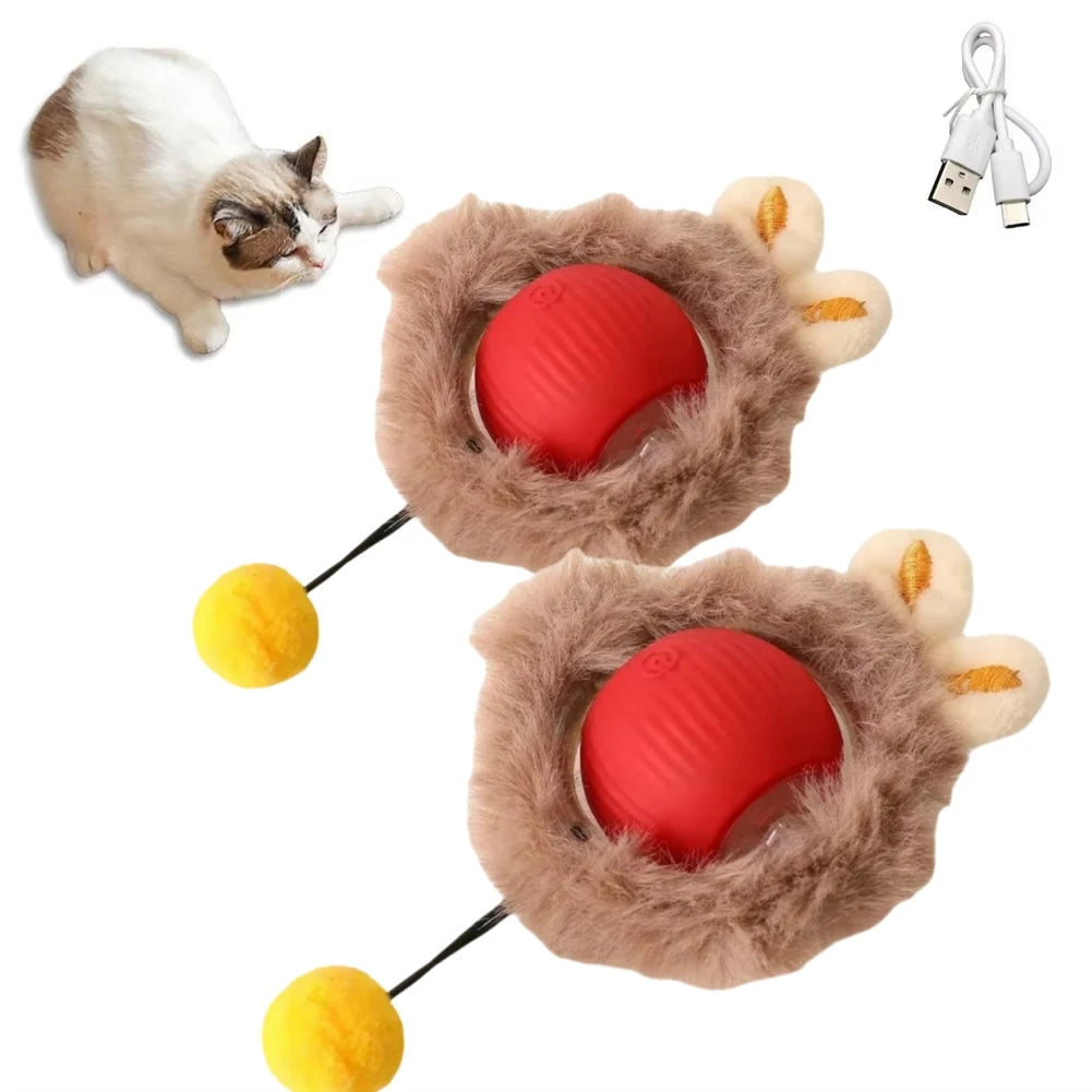 1 or 2PCS Interactive Cat Toys Ball Auto Electric Rolling Ball Toys for Cats/Kitty Pets Smart Automatic Teaser USB Rechargeable