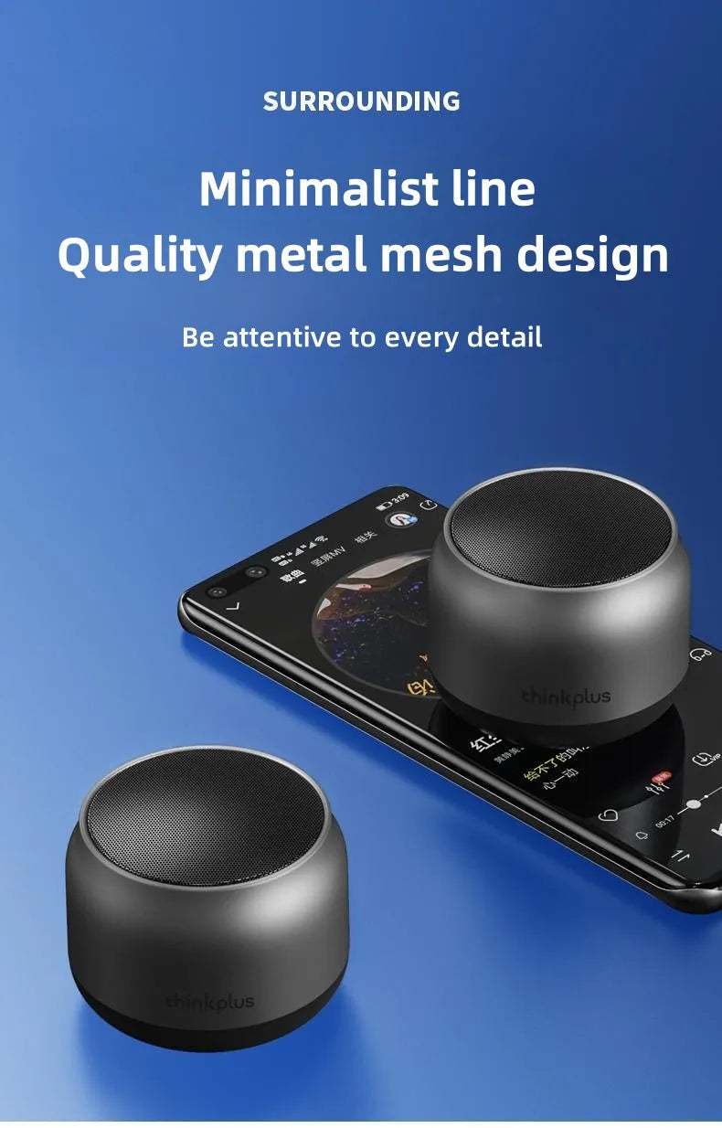 Lenovo K30 wireless Bluetooth speaker with bass emulates the metal texture of car interior and outdoor waterproof portability