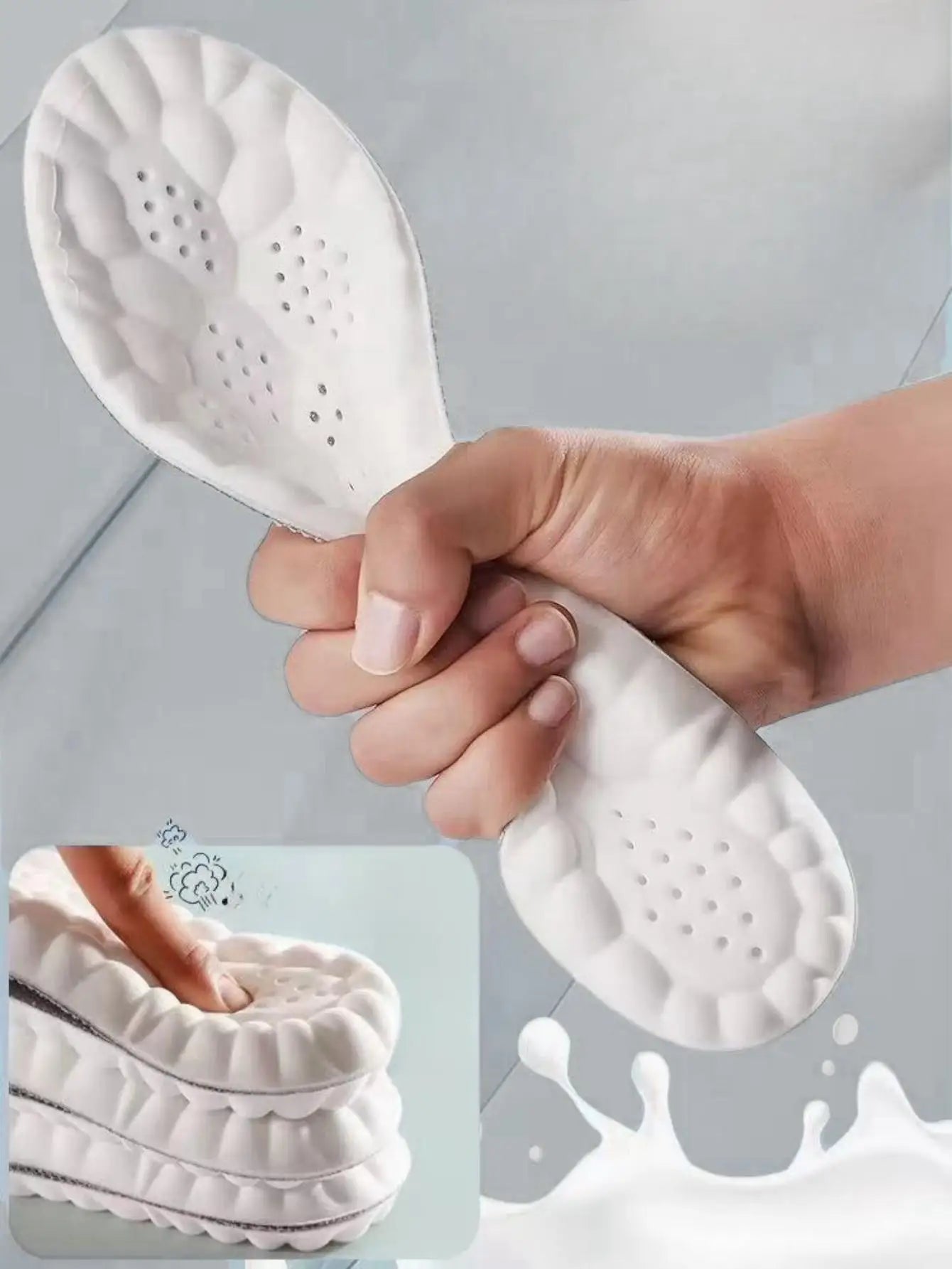 2Pcs Sport Insole Sweat Absorption And Breathable Thickening Shock Absorption Super Soft And Comfortable Elastic Insole