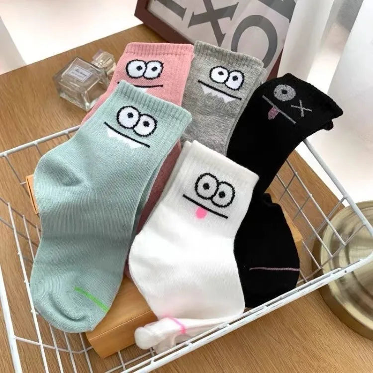 10 Pairs Women Cartoon Patterned Socks Trendy And Fashionable Versatile Socks Lightweight Breathable Comfortable Casual Socks