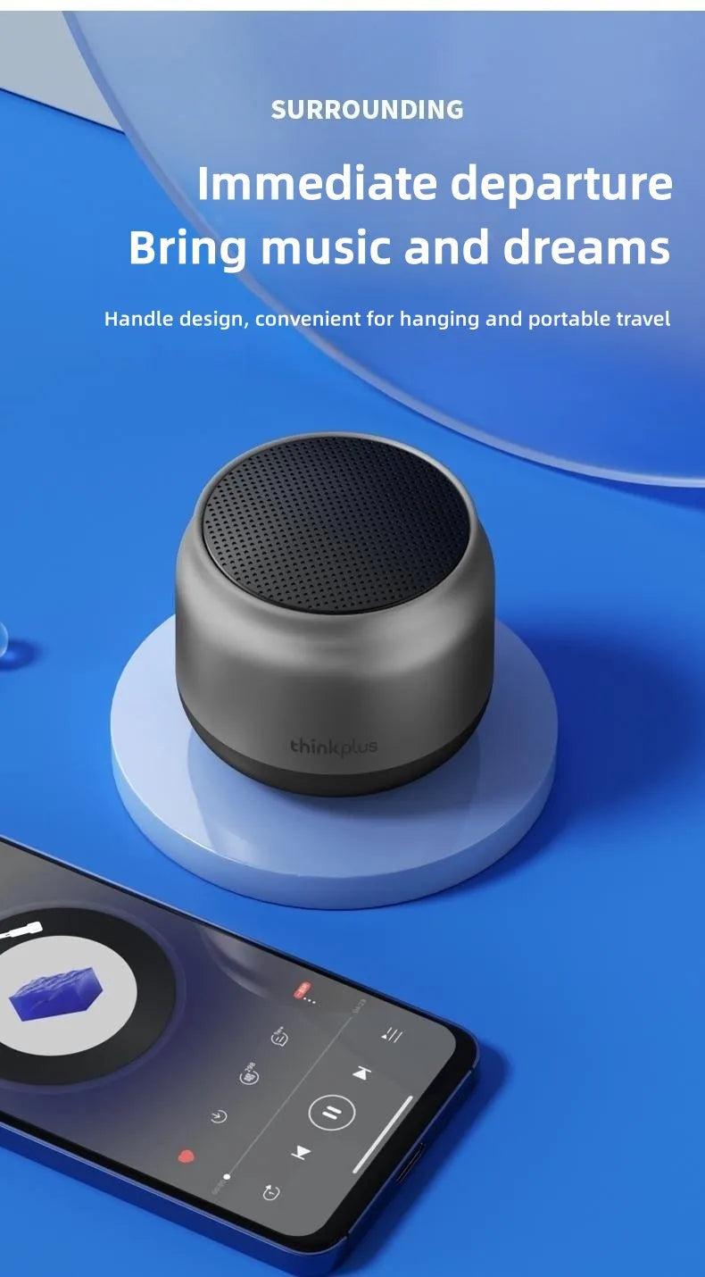 Lenovo K30 wireless Bluetooth speaker with bass emulates the metal texture of car interior and outdoor waterproof portability