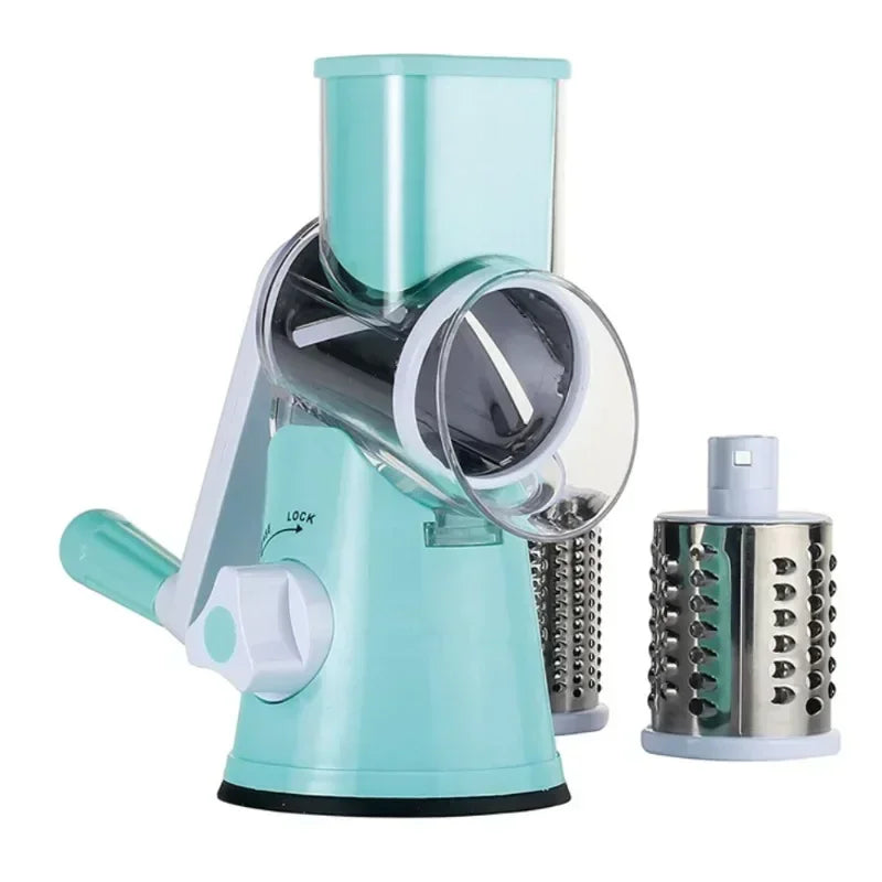 Vegetable Cutter & Slicer Manual Kitchen Cheese Chopper Machine With 3 Sharp Drums Multifunctional Garlic Potato Shredder