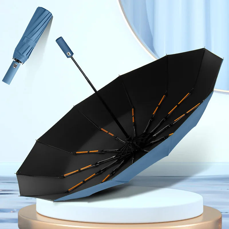 12 Bone Fully Automatic Umbrella - Three Fold Umbrella UV Resistant.