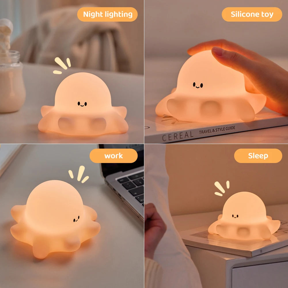 Cute Penguin Night Light for Kids Bedroom Rechargeable Animal Silicone Nursery Night Lamp Touch Control Nightlight for Baby Gift