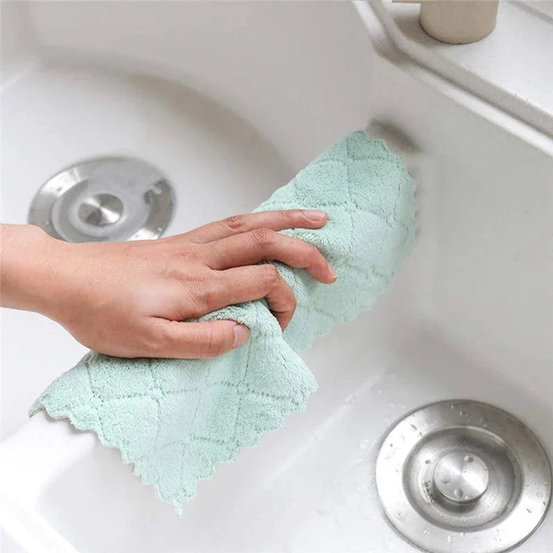 5/10/20pcs Microfiber Kitchen Cloth Dish Towels Super Absorbent Coral Velvet Dishtowels Nonstick Oil Washable Fast Drying