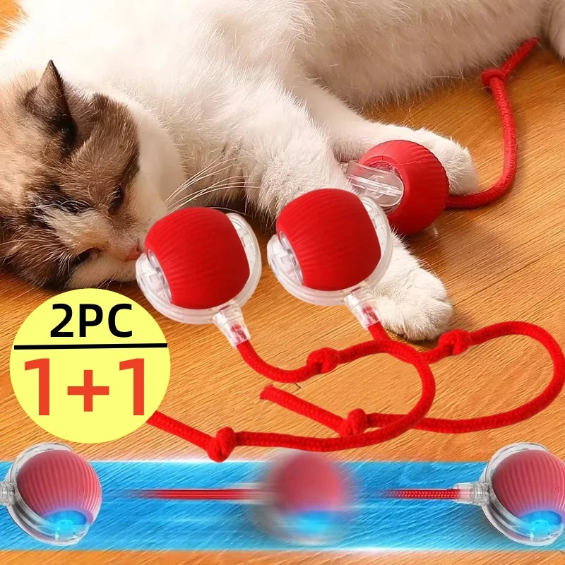 1 or 2PCS Interactive Cat Toys Ball Auto Electric Rolling Ball Toys for Cats/Kitty Pets Smart Automatic Teaser USB Rechargeable