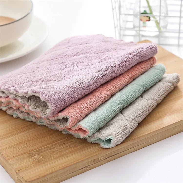 5/10/20pcs Microfiber Kitchen Cloth Dish Towels Super Absorbent Coral Velvet Dishtowels Nonstick Oil Washable Fast Drying