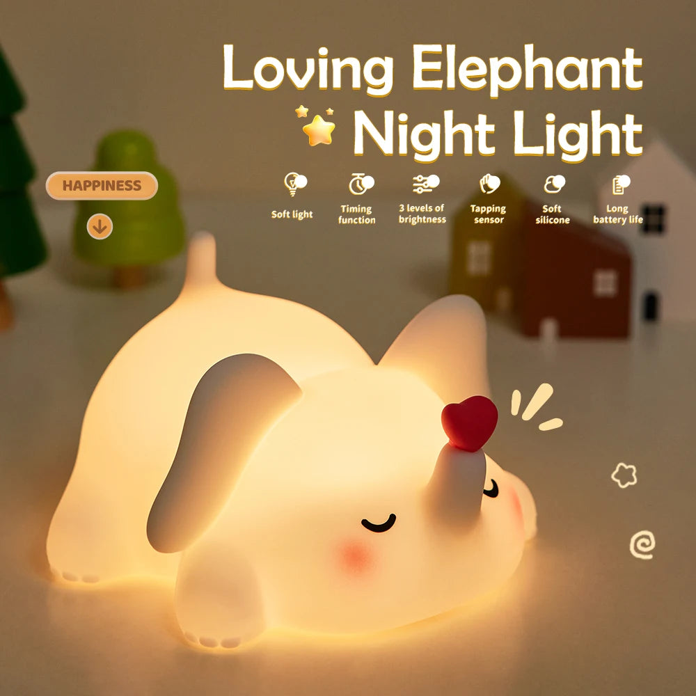 Cute Penguin Night Light for Kids Bedroom Rechargeable Animal Silicone Nursery Night Lamp Touch Control Nightlight for Baby Gift