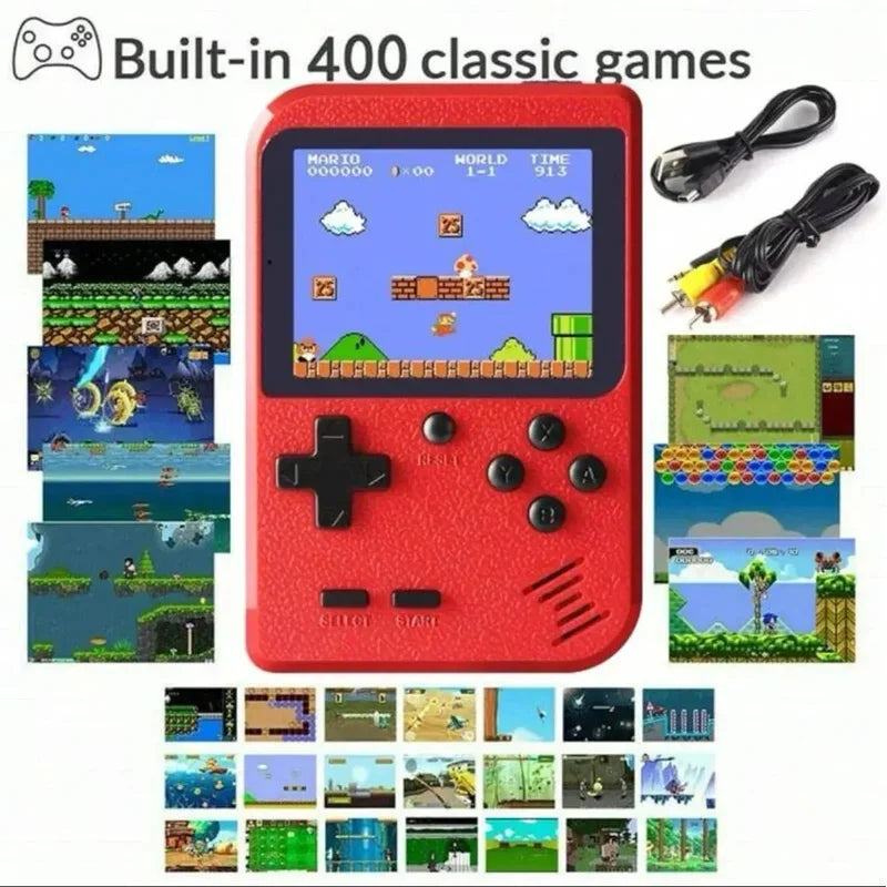 Red Retro Classic Games Children's Handheld Small Game Console With 400 Game Charging Can Be Connected To The TV