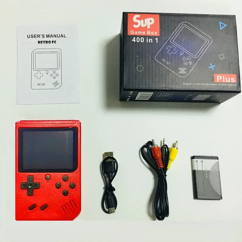 Red Retro Classic Games Children's Handheld Small Game Console With 400 Game Charging Can Be Connected To The TV