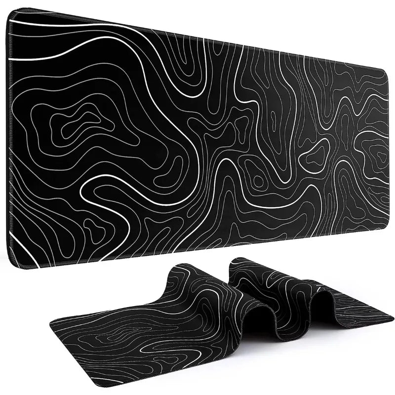 Large Extended Gaming Mouse Pad with Non-Slip Rubber Base,Topographic Design,for Full Desk Keyboard and Mouse Support