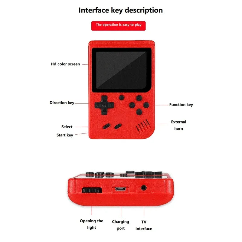 Red Retro Classic Games Children's Handheld Small Game Console With 400 Game Charging Can Be Connected To The TV