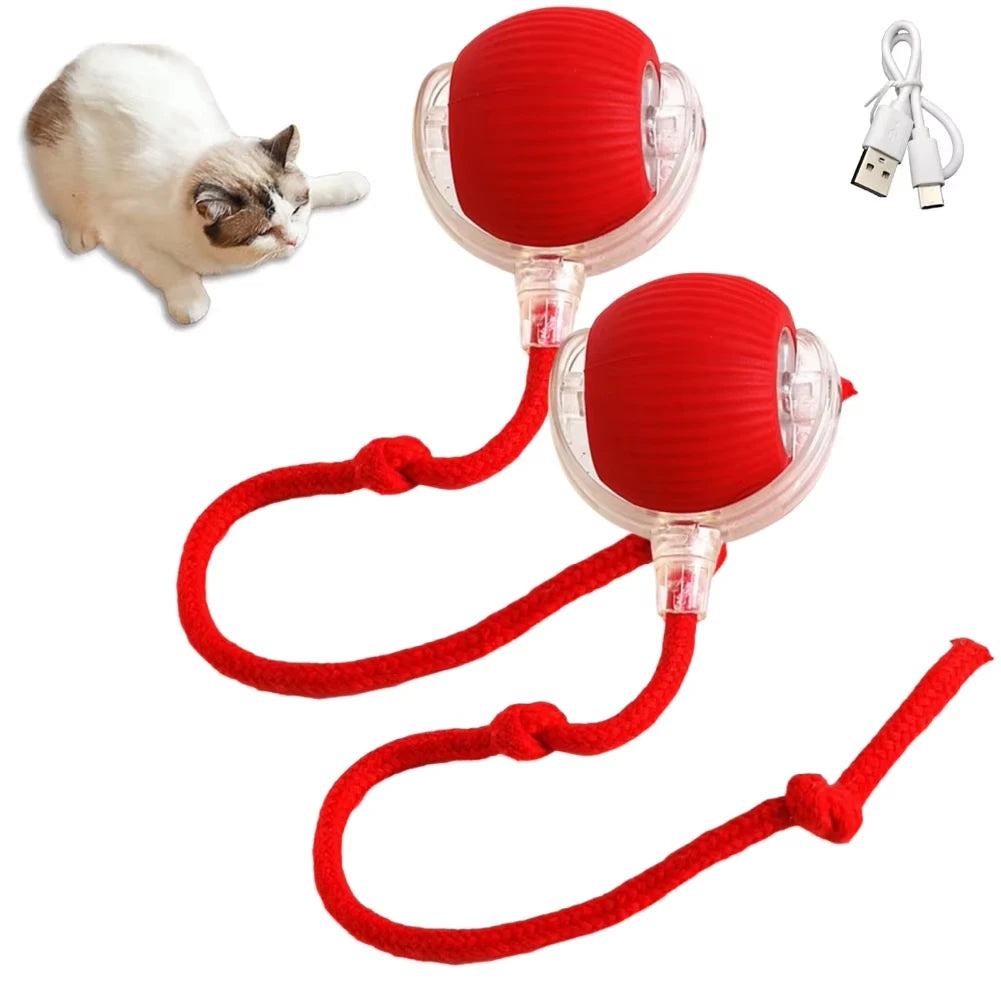 1 or 2PCS Interactive Cat Toys Ball Auto Electric Rolling Ball Toys for Cats/Kitty Pets Smart Automatic Teaser USB Rechargeable