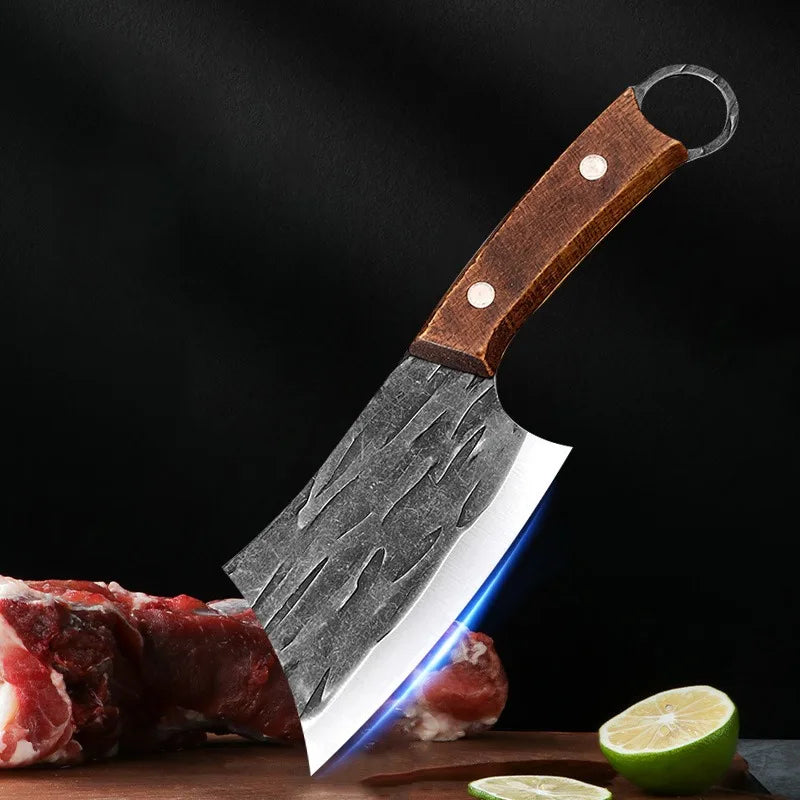 Handmade Utility Knife Cleaver Meat Vegetables Fruit Kitchen Knives Wood Handle Boning Butcher Knife Chef Cooking Cutter Cleaver