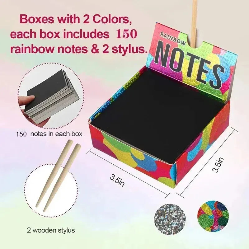 100Pcs Dazzling Scratch Painting Parent Child Interactive Toys Note Cards Handmade Painting