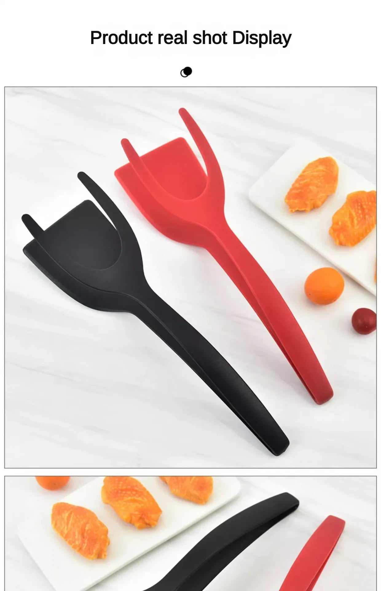 Nylon Shovel Clip Steak Spatula Clip Two-in-One Kitchen Food Clip Egg Shovel Fried Fish Fried Egg Clip Flip Shovel