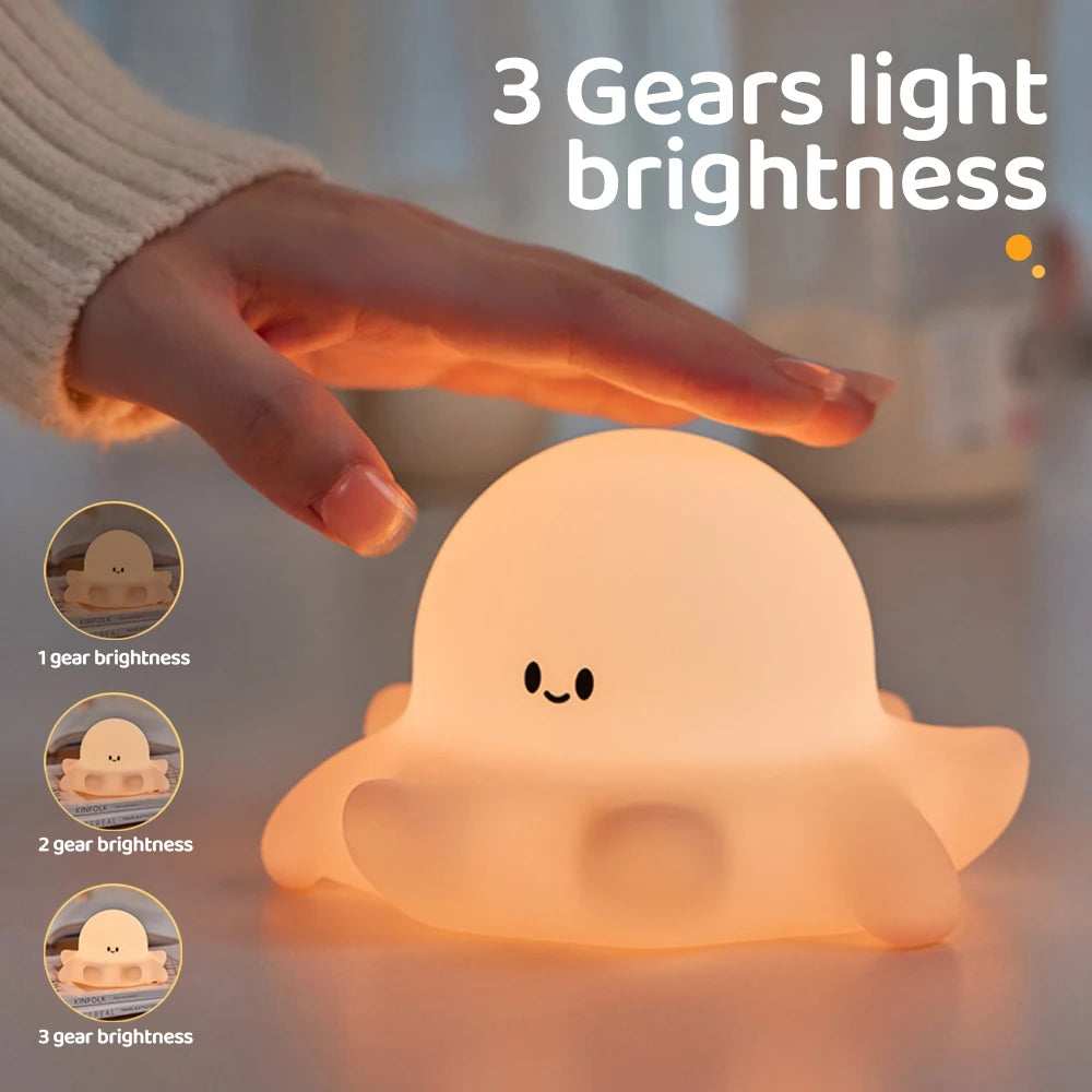 Cute Penguin Night Light for Kids Bedroom Rechargeable Animal Silicone Nursery Night Lamp Touch Control Nightlight for Baby Gift