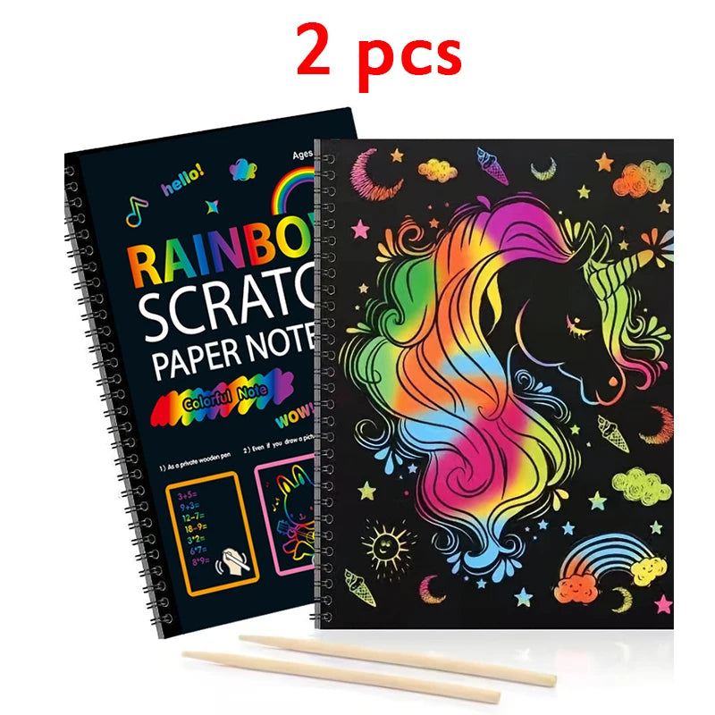 100Pcs Dazzling Scratch Painting Parent Child Interactive Toys Note Cards Handmade Painting