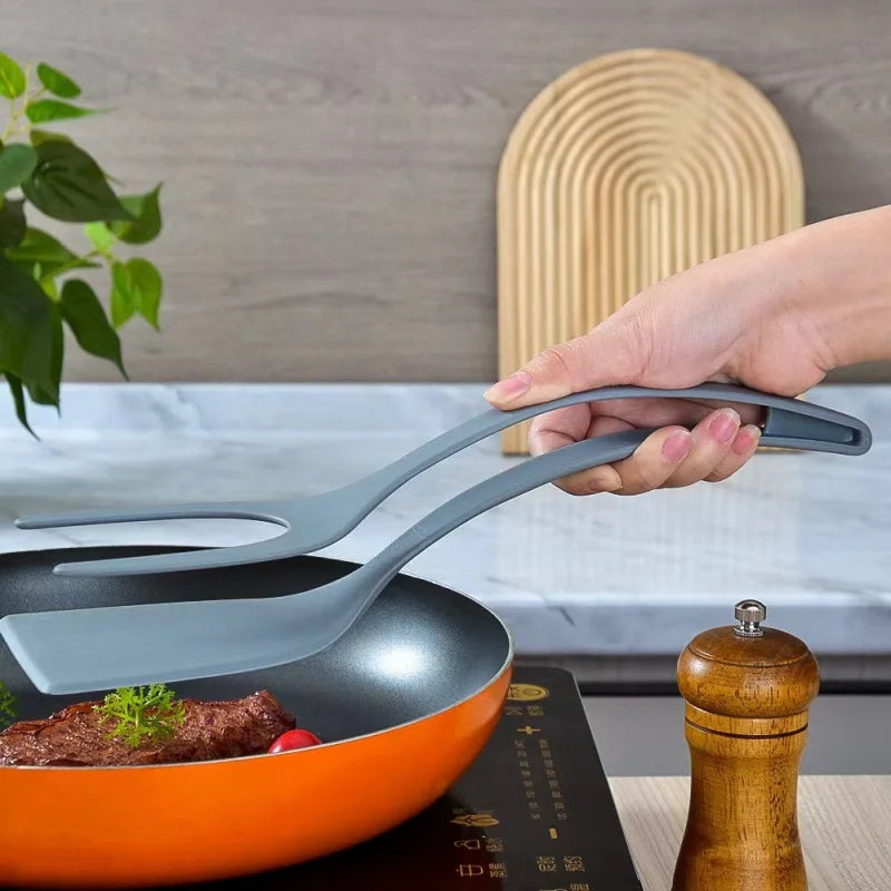 Nylon Shovel Clip Steak Spatula Clip Two-in-One Kitchen Food Clip Egg Shovel Fried Fish Fried Egg Clip Flip Shovel