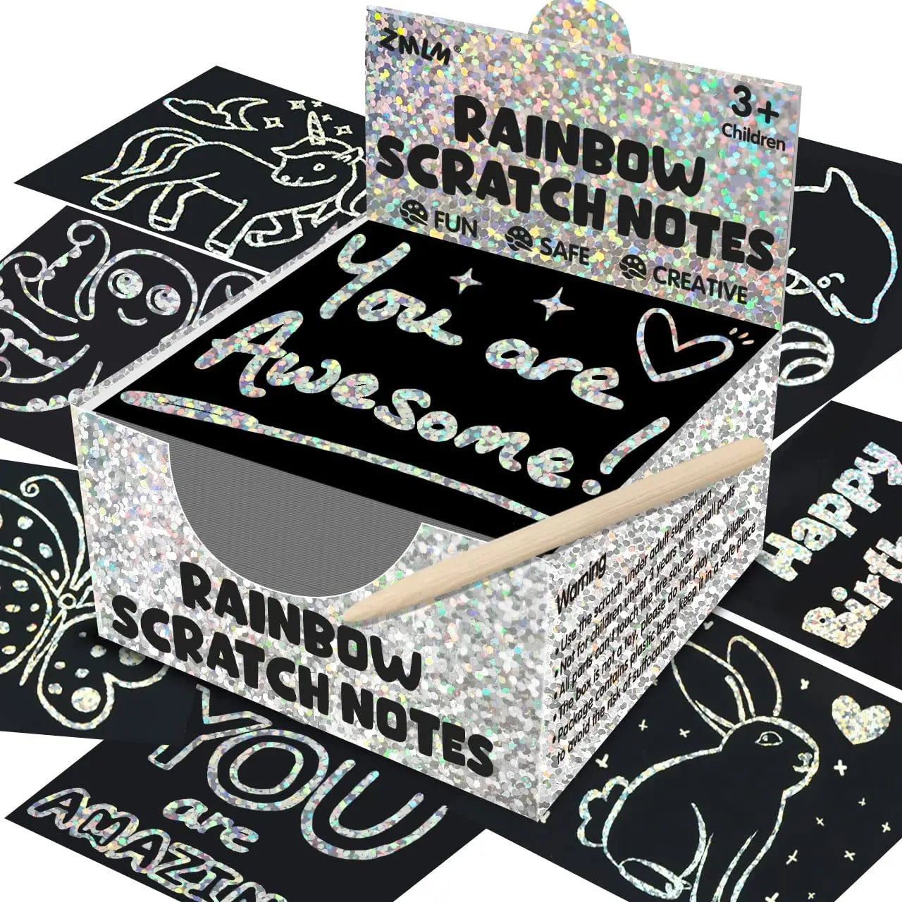 100Pcs Dazzling Scratch Painting Parent Child Interactive Toys Note Cards Handmade Painting