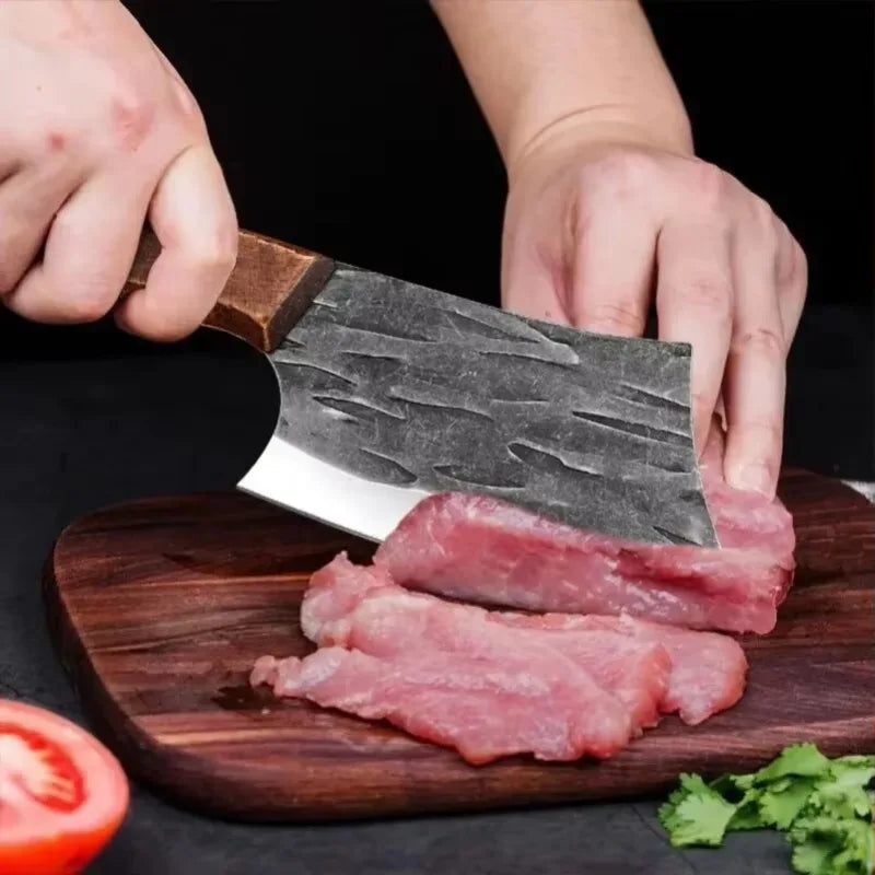 Handmade Utility Knife Cleaver Meat Vegetables Fruit Kitchen Knives Wood Handle Boning Butcher Knife Chef Cooking Cutter Cleaver