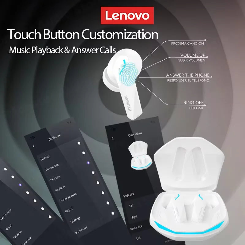 Lenovo GM2 PRO AI Anti-loss Wireless Bluetooth Headphones Customized tap Control Earphones Instant Translation Earbuds