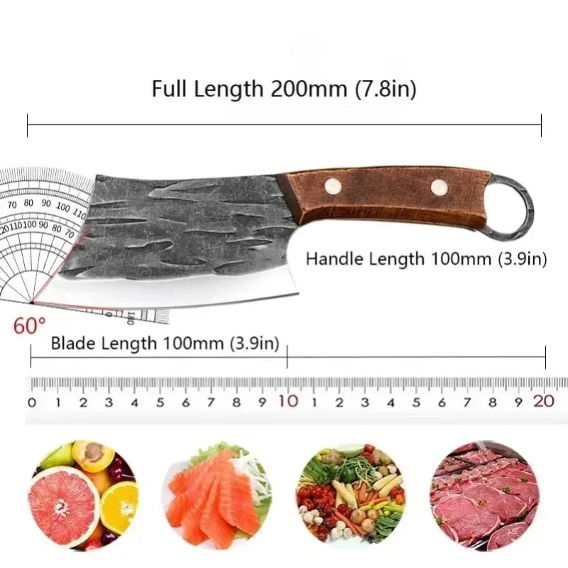 Handmade Utility Knife Cleaver Meat Vegetables Fruit Kitchen Knives Wood Handle Boning Butcher Knife Chef Cooking Cutter Cleaver