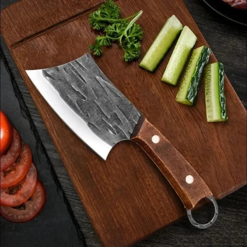 Handmade Utility Knife Cleaver Meat Vegetables Fruit Kitchen Knives Wood Handle Boning Butcher Knife Chef Cooking Cutter Cleaver