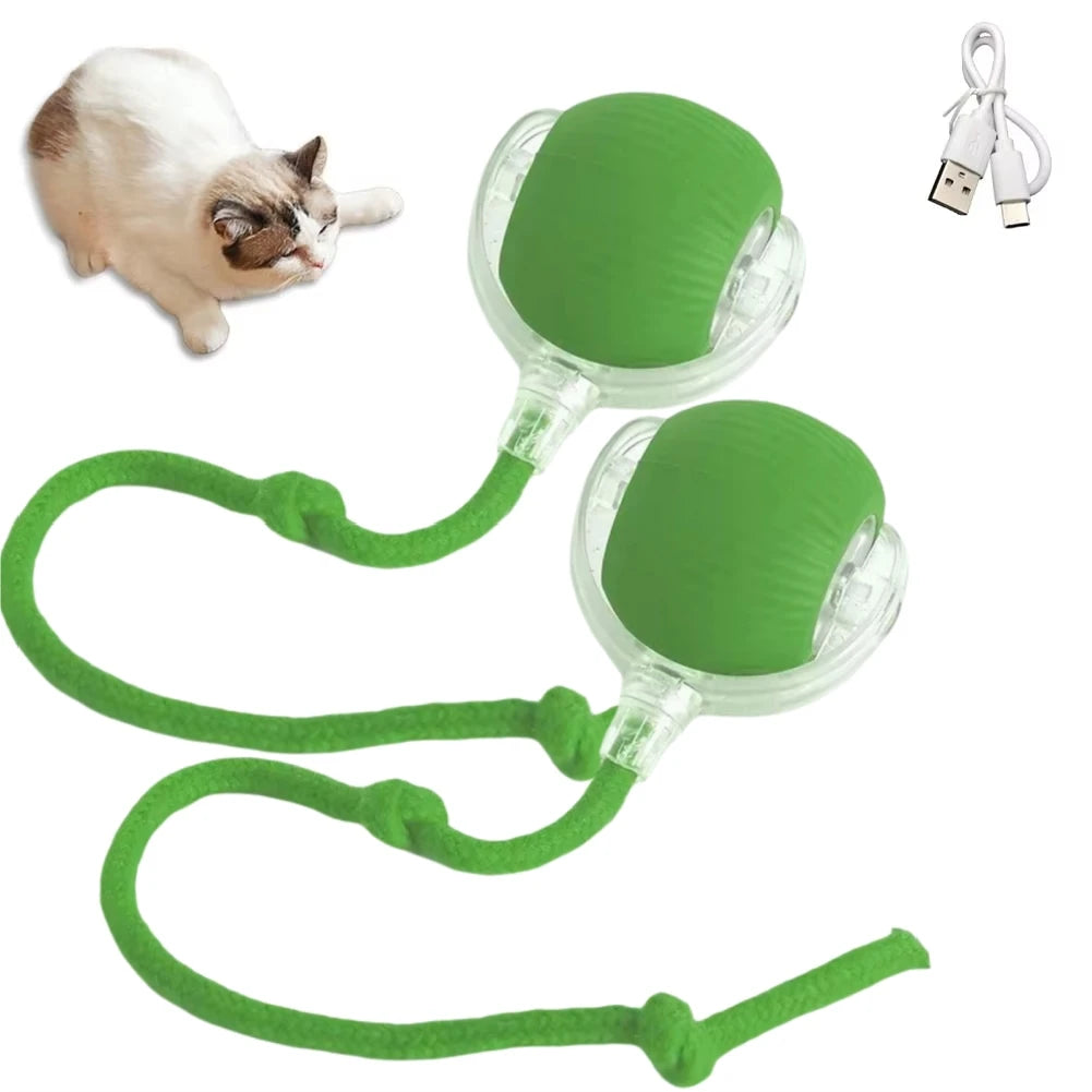 1 or 2PCS Interactive Cat Toys Ball Auto Electric Rolling Ball Toys for Cats/Kitty Pets Smart Automatic Teaser USB Rechargeable