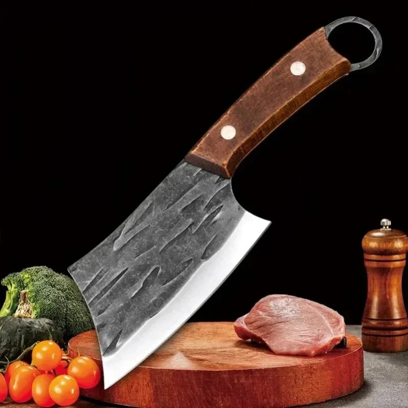 Handmade Utility Knife Cleaver Meat Vegetables Fruit Kitchen Knives Wood Handle Boning Butcher Knife Chef Cooking Cutter Cleaver