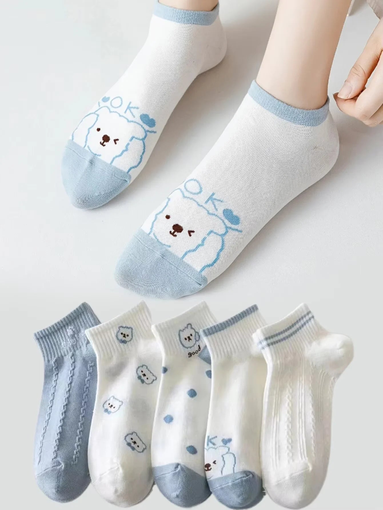 10 Pairs Women Cartoon Patterned Socks Trendy And Fashionable Versatile Socks Lightweight Breathable Comfortable Casual Socks