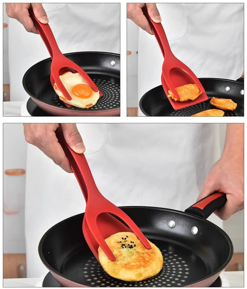 Nylon Shovel Clip Steak Spatula Clip Two-in-One Kitchen Food Clip Egg Shovel Fried Fish Fried Egg Clip Flip Shovel