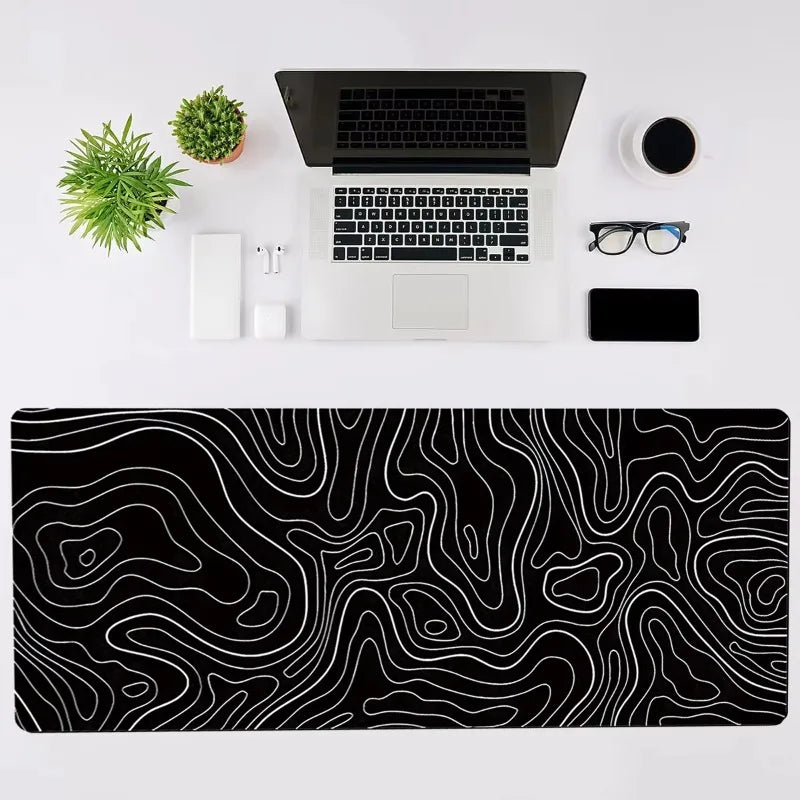 Large Extended Gaming Mouse Pad with Non-Slip Rubber Base,Topographic Design,for Full Desk Keyboard and Mouse Support