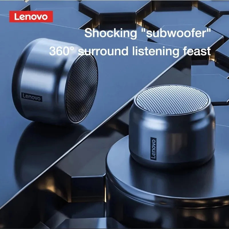 Lenovo K30 wireless Bluetooth speaker with bass emulates the metal texture of car interior and outdoor waterproof portability