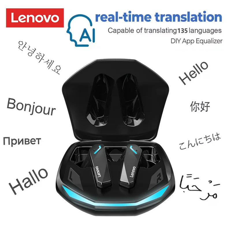 Lenovo GM2 PRO AI Anti-loss Wireless Bluetooth Headphones Customized tap Control Earphones Instant Translation Earbuds