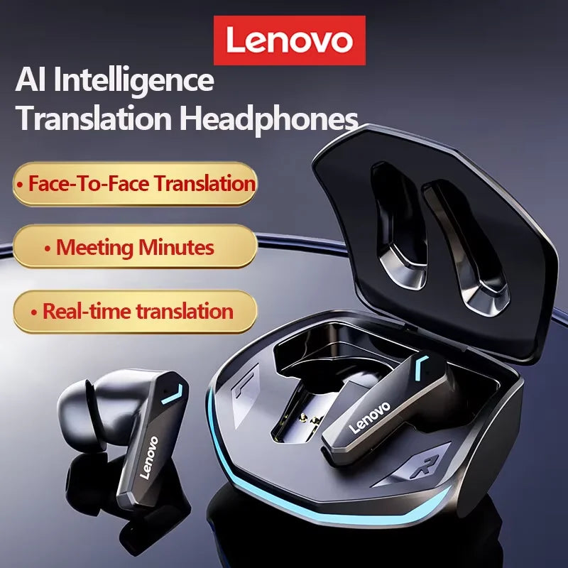 Lenovo GM2 PRO AI Anti-loss Wireless Bluetooth Headphones Customized tap Control Earphones Instant Translation Earbuds