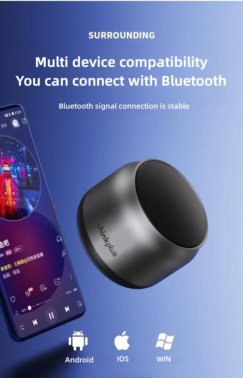 Lenovo K30 wireless Bluetooth speaker with bass emulates the metal texture of car interior and outdoor waterproof portability